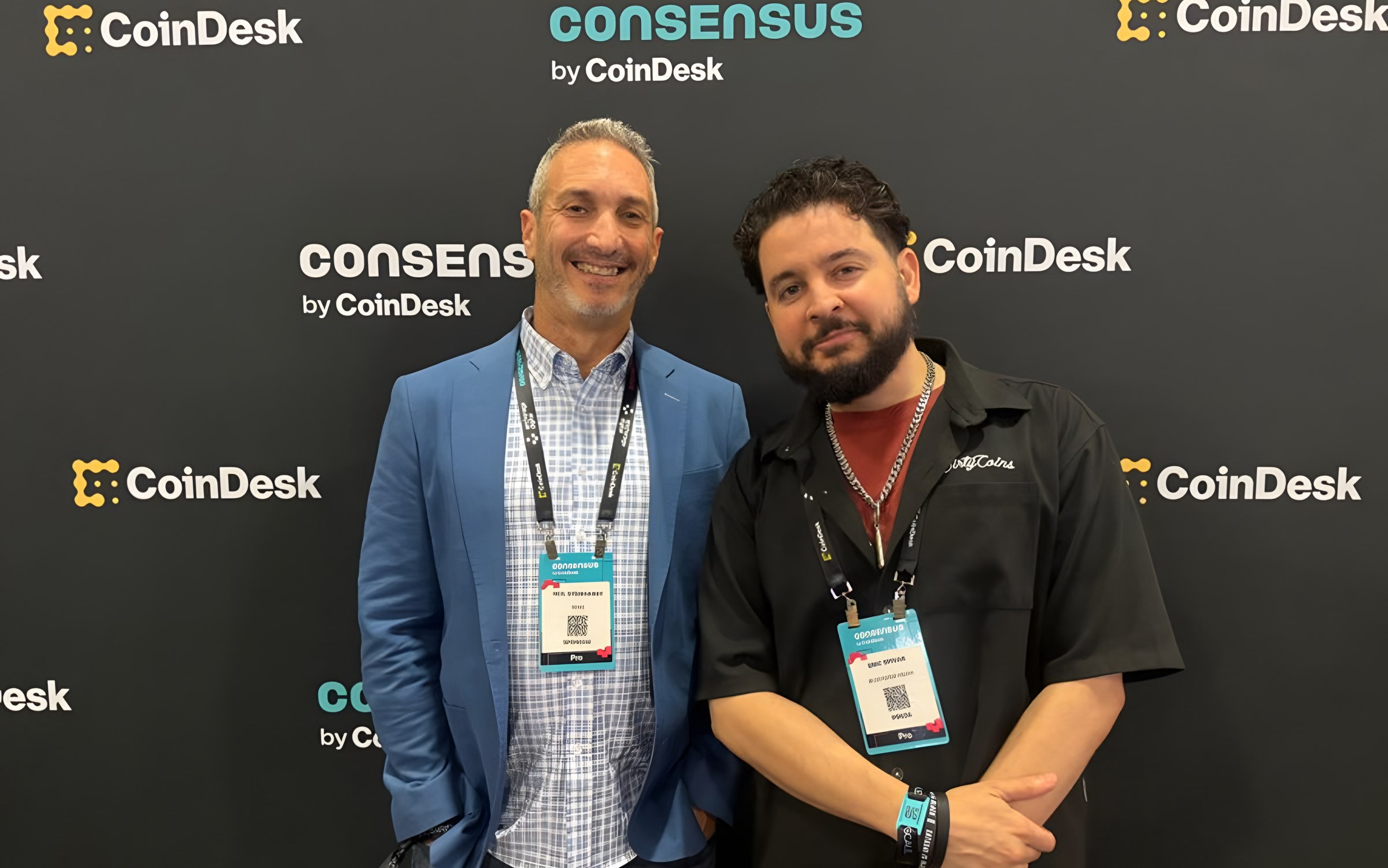 Blockster’s Eric Spivak with Nexo’s Neil Steinhardt at Consensus 2026